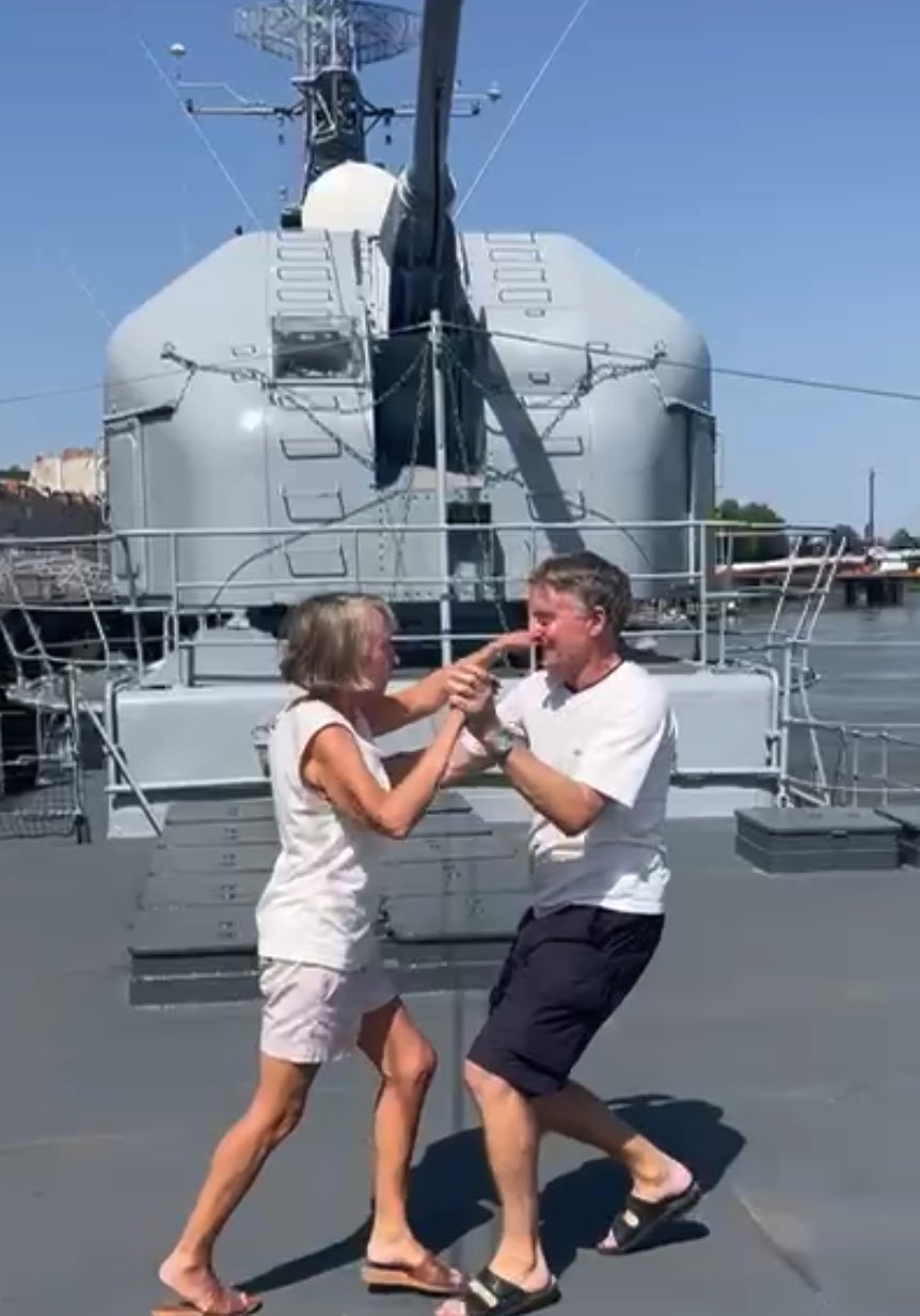 New dancers Steve and Di Modern-Jiving on a Warship.